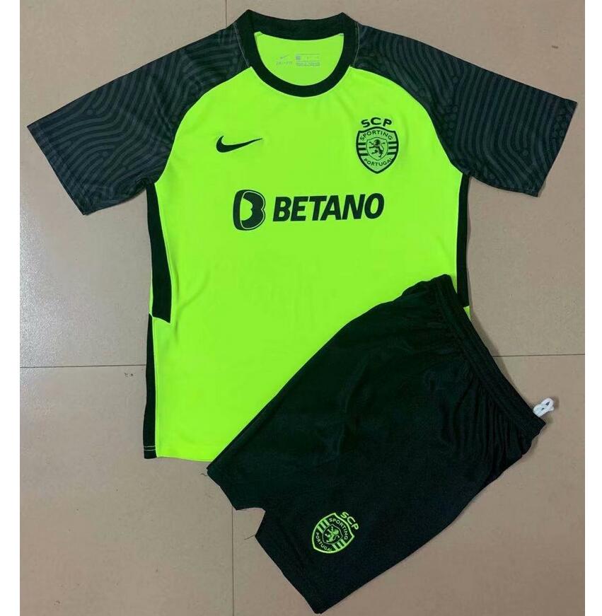 Kids Sporting Lisbon 2021/22 Away Soccer Kits Shirt With Shorts